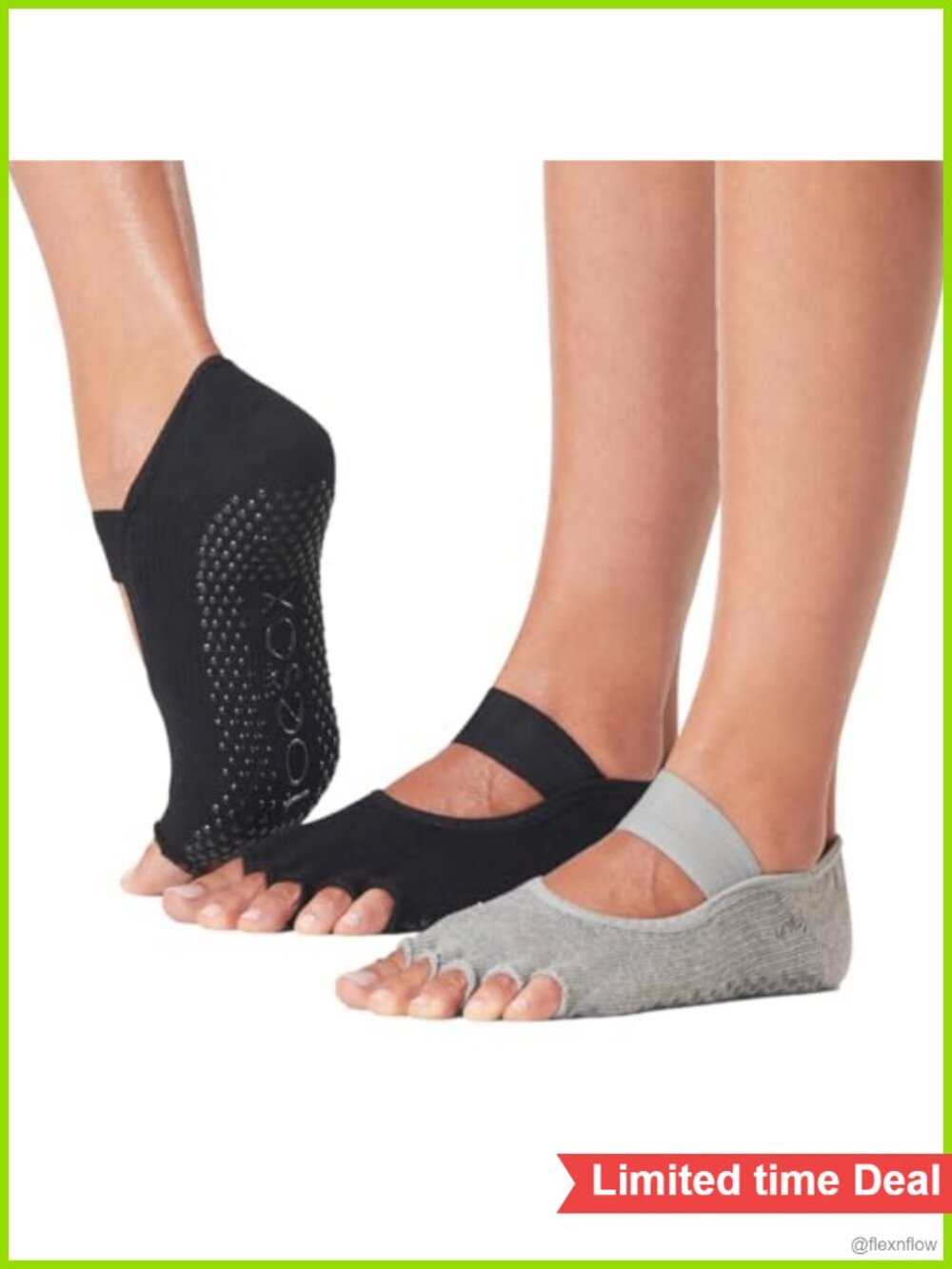 Half Toe Grip Socks for Yoga Pilates Barre Non-Slip Organic Cotton